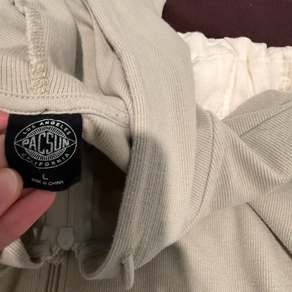Pacsun Light Sage Zip-Up Hoodie - Picture 3 of 6